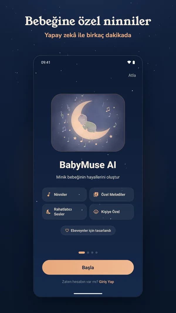 BabyMuse karşılama ekranı